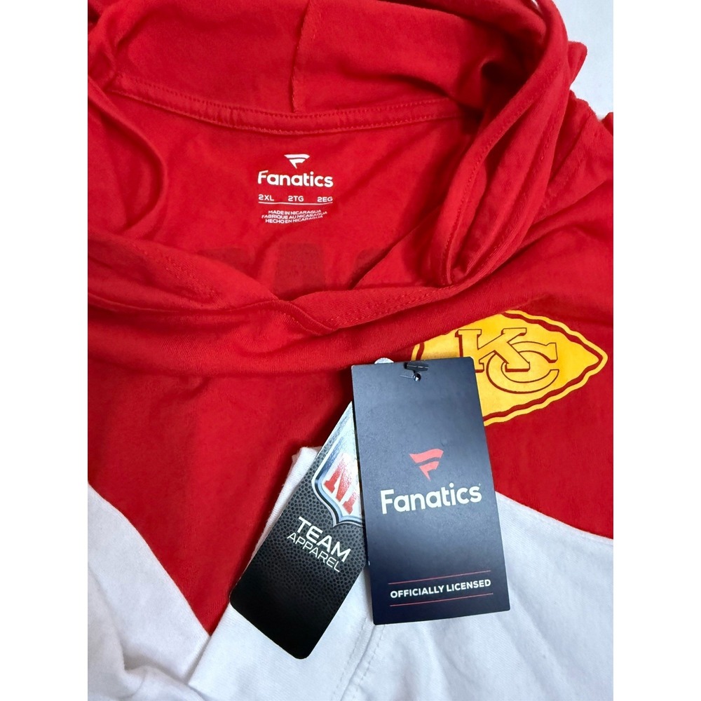 Women's Fanatic Red/White Kansas City Chiefs Long Sleeve Hoodie T-Shirt XXL -NWT